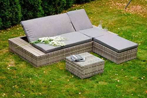 Bello Giardino | Gartenmöbel-Set - Luxus Aluminium und Technorattan, Wetterfest, Grau Melange, Multifunktional Sofa-Bett Kombination, Verstellbare Rückenlehne, Pflegeleicht DIABOLICO