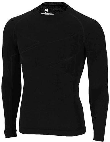 Black Snake® Herren Thermounterwäsche Langarm Unterhemd mit Merino Wolle - Schwarz Melange - XL