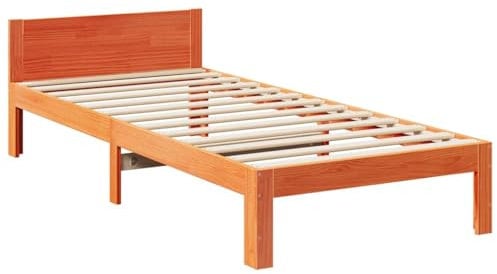 vidaXL Massivholzbett ohne Matratze Wachsbraun 80x200 cm Kiefernholz, Bettrahmen, Schlafzimmerbett, Doppelbett, Schlafzimmermöbel, Bett, Holzbett