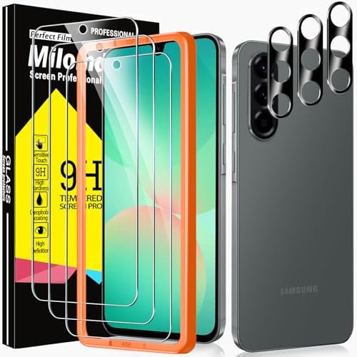 Milomdoi 3 Pezzi Vetro Temperato per Samsung Galaxy A56 5G Pellicola Protettiva Accessori con 3 Pezzi Cover Protezione Pellicola Fotocamera, Anti Graffio
