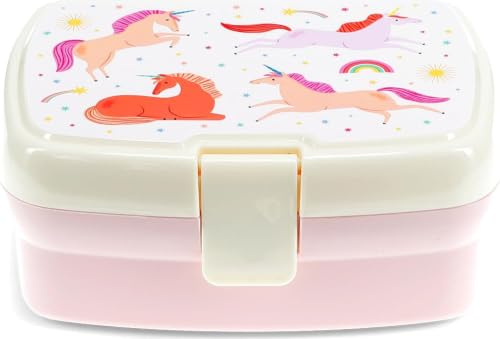Lunchbox mit herausnehmbaren Fach Einhorn Snack Obst Behälter Dose Box rosa Regenbogen