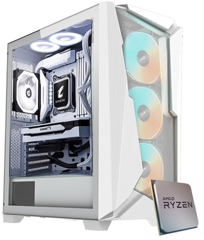 EMCA4 Computer Gaming PC Assemblato Ryzen 5 9600X - RX 7800 XT 16GB - SSD M.2 1TB nvme Gen4 - Ram 32GB DDR5 6000mhz EXPO - ARGB - Windows 11 - WIFI - Bluetooth - DIssipatore a liquido 360mm White