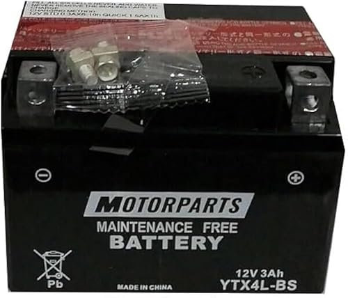BATTERIA MOTORPARTS MINARELLI YTX4L-BS 12V 3AH COMPATIBILE CON APRILIA RED ROSE 50 2T 89 > 92 SENZA MANUTENZIONE COMPLETA SPECIFICA MOTO SCOOTER