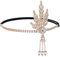 20er Jahre Haarschmuck 1920er Stirnband Great Gatsby Zubehör Brüllender Fascinator Kopfschmuck Damen Gatsby Kopfbedeckung Charleston Vintage Thematische Party Kostüm Goldene Blätter