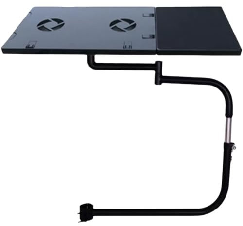 Adjustable Laptop Holder Mount Chair Keyboard Tray Computer Arm Rest Mouse Pad To Stainless Steel With Fan Durable Workstation Video Game Full Function Clamping Desk Armrest Ergonomic Stand Black