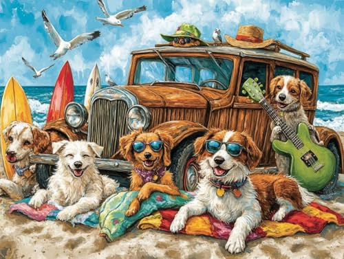 Peinture par Numero Adulte Voiture Numero D'art Enfant Chien Paint by Numbers for Adults, Kit de Peinture à l'huile sur Toile Bricolage pour Débutants avec 3 Pinceau et Pigment, 150x100cm,Model117