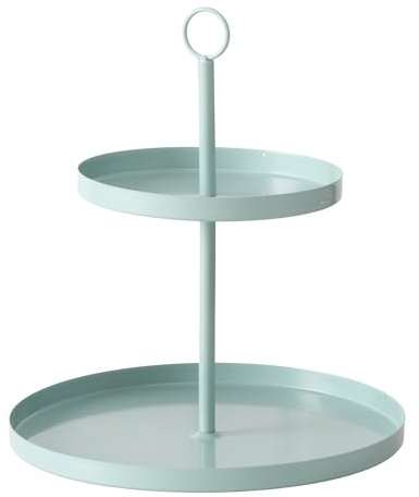 Etagere Samina aus Eisen, grün, 34 cm, rund, romantischer Stil | Runde Etagere aus pulverbeschichtetem Eisen in Grün – ideal zum Servieren und Dekorieren.