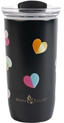 BEAU & ELLIOT Emily Insulated Travel Mug 350ml Stainless Steel Vacuum Double-Wall with Hearts Design