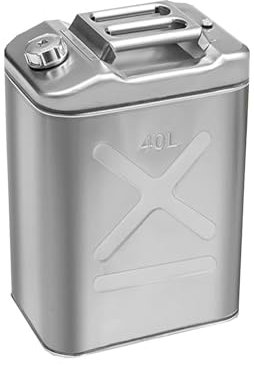 DVTFRUI Bidon De Carburant Professionnel, Bidon D'essence en Acier Inoxydable Poli avec Cathéter Bidon De Carburant Bidon De Rechange Antidéflagrant Réservoir De Carburant Portable,40L