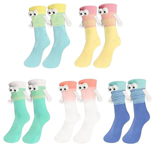 MLPKOI 5 Paar Lustige Socken mit Magnetischen Händen, Hand in Hand Sock Magnetische Socken für Paare Funny Witzige Freundschaftssocken Geschenke für Partner, Freund