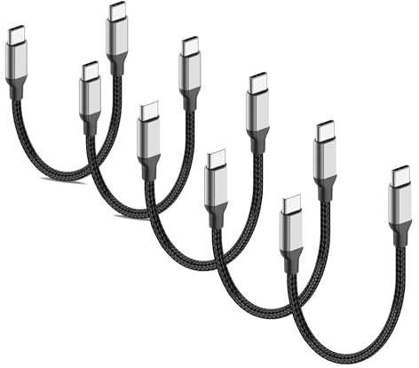 USB C auf USB C Kabel Kurz 5-Pack 30CM PD 60w Nylon 480mbps, 30 CM USBC Ladekabel Schnellladekabel Kurz, 0 3M USBC Cable Short Fast Charging für iPhone 17 16 15 Samsung Google