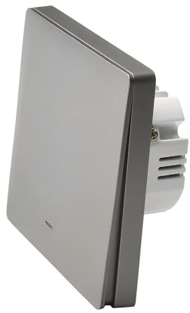Lawnoval Moes Smart Lichtschalter für Tuya ZigBee, kein neutraler Draht erforderlich, kompatibel mit Alexa & Google Home, Weiß 1 auf Grau