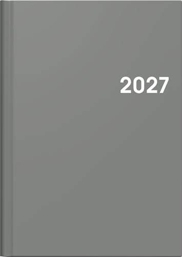 BRUNNEN Buchkalender Mod. 796 2027 | A5, Kunststoff, grau: 2 Seiten = 1 Woche, halbstündliche Einteilung von 7-20 Uhr, nicht Sa. und So.