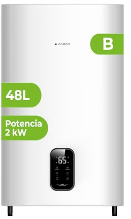 Aspes AT5000DDW - Scaldabagno elettrico da 50 litri, 2000 W, kit di montaggio incluso, resistenza in acciaio smaltato, termostato digitale, temperatura max 93°, bianco, efficienza energetica classe B