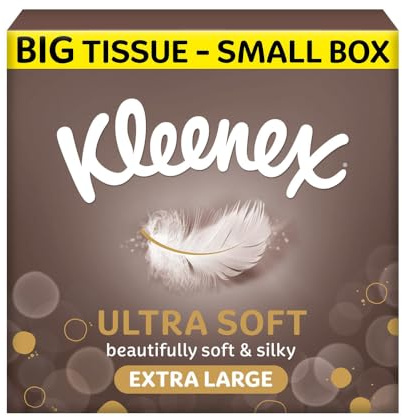 Kleenex Ultra Soft XL Tissues - Single Compact Tissue Box | Beautifully Soft and Silky Tissues