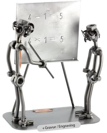 Steelman24 Schraubenmännchen Lehrer mit Schüler mit persönlicher Gravur | Made in Germany,Handarbeit,Geschenkidee,Stahlfigur,Metallfigur
