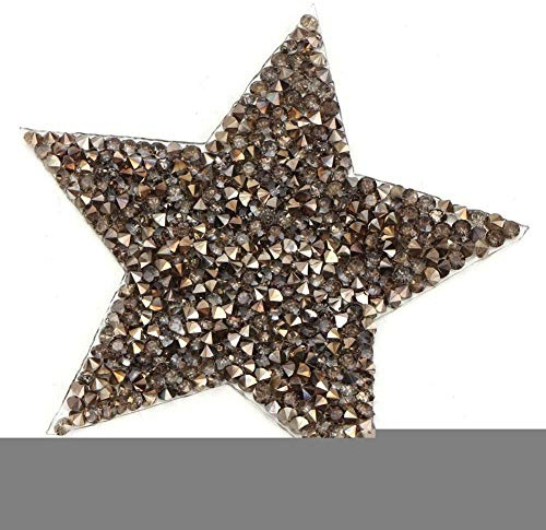 Bügelbild Stern mit Pailletten Silber, 8cm 10 Stück Textilaufnäher funkeln für Kleidung DIY Grau