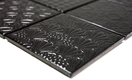 Handmuster Retro Vintage Mosaik Fliese Keramik schwarz Spirit schwarz MOS22B-1403_m