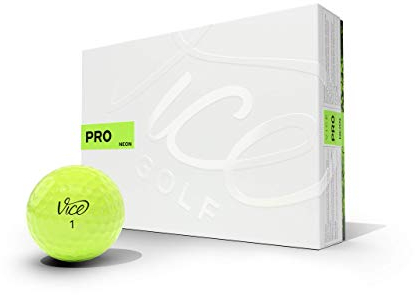 VICE Golf Pro Neon Lime 2020 | 12 Golf Bälle | Eigenschaften: 3-Piece Cast Urethan, maximale Kontrolle, hoher Spin im Kurzspiel | Mehr Farben: Neon Lime/Red | Profil: Für fortgeschrittene Golfer