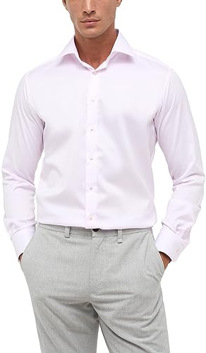Eterna Herren Langarmshirt Modern Fit Gentle Shirt Twill Rosé Uni Hemd, 26