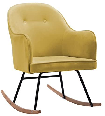 vidaXL Schaukelstuhl Schwingsessel Relaxstuhl Schwingstuhl Stuhl Polsterstuhl Wippstuhl Schaukelsessel Sessel Relaxsessel Senfgelb Samt