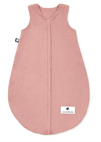 Julius Zöllner Sommerschlafsack Musselin 0,5 TOG Gr. 56/62 | 100% Baumwollmusselin | Oeko-TEX Standard 100 | dusty rose