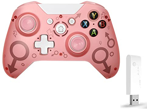 WMLBK 600mA 2.4G N1 Wireless Controller - Gamecontroller mit USB-Adapter-Gamepad-Joystick für One, PC, PS3 (Pink)