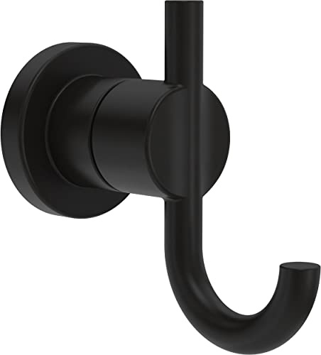 Delta Double Towel Hook for Bathroom or Kitchen| Matte Black | Nicoli Accessories