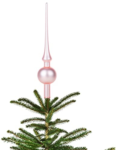 Christbaumspitze Thüringer Glas 28cm Spitze Mundgeblasen Eislack Glanz Matt (rosa matt)