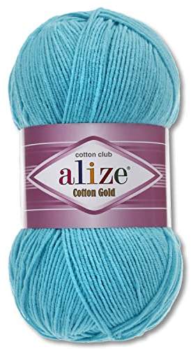 Alize 100 g Cotton Gold Premium Wolle in 59 Sommerwolle Garn Stricken Amigurumi Ganzjahreswolle (287 | Türkis)