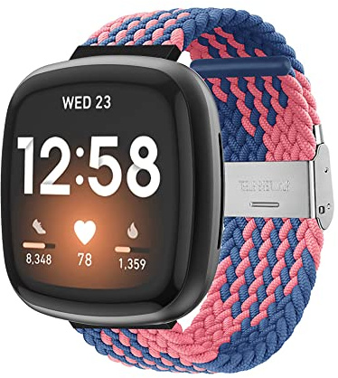 Sport Armband Kompatibel mit Fitbit Versa 3 Nylon Ersatzarmband für Fitbit Sense Armband Metall Einstellbar Weiches Nylon Stoff Armbänder für Fitbit Versa 3/Sense