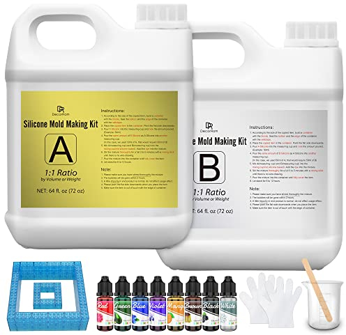 Silikon Kautschuk - 4kg/3.8L Flüssig Silikon mit Silikon Farben, Ziegel Entformen für Silikonform Herstellun - Einfaches 1: 1 Verhältnis Abformsilikon für Harzformen, Seifenform, Gießen, Basteln