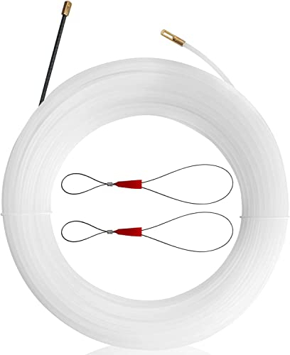 Fish Tape Wire Puller 20M Electrical Wire Threader Through Wall Cable Puller Nylon Cable Running Puller with 2 Cable Harnesses for Cable Insertion Extraction
