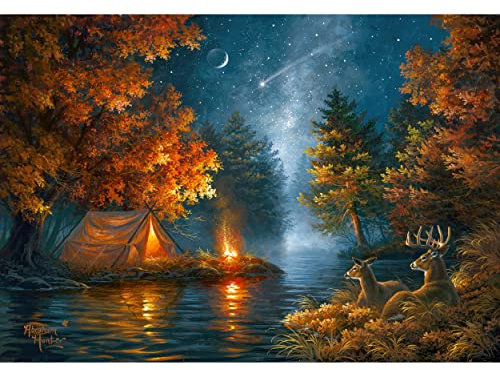 Rivers Edge Products LED Canvas Wall Art, 24 by 16 Inches, Fiber Optic Light Up Wall Decor, Battery Operated Lighted Canvas Print, LED Light Kitchen, Bedroom, or Home Decor, Wishing Upon A Star