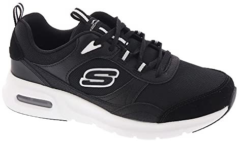Skechers Damen Skech-air Court Sneaker, Schwarzes Ledernetz Weißer Rand, 41 EU