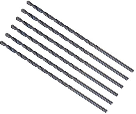 CoCud Twist Drill Bits, 2.5mm Drilling Diameter, Black Oxide High Speed Steel Extra Long Straight Shank - (Applications: for Stainless Steel Alloy Metal), 6-Pieces