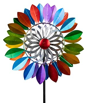 Buntes Windrad für den Garten aus Metall Windspiel Windmühle 126 cm