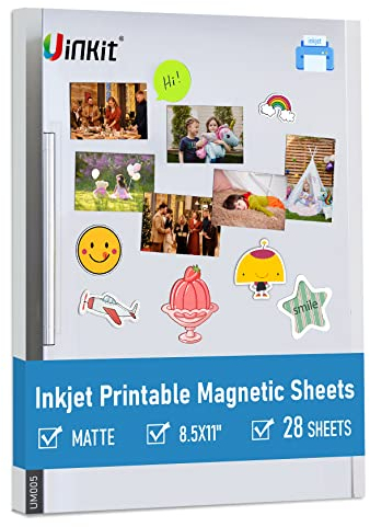 Uinkit Bedruckbare magnetische Blätter, nicht klebend, 13,5 mm, 21,6 x 27,9 cm, dickes Magnetpapier für Tintenstrahldrucker (28)