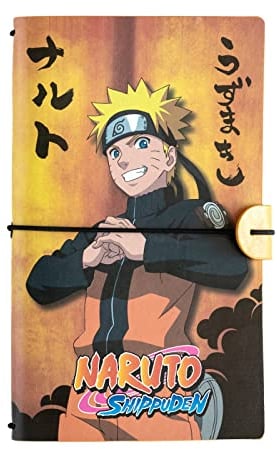 Grupo Erik Reisetagebuch zum Selberschreiben Naruto - Tagebuch für Erwachsene und Kinder - Bullet Journal Heft und liniertes Heft - Kleines Notizbuch Leder (Synthetisch) mit Gummiband