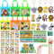Tacobear Dschungel Party Mitgebsel Kindergeburtstag Give Aways Gastgeschenke mit Geschenktüten Aufkleber Schnapparmband Schlüsselanhänger Safari Tier Party Mitbringsel Pinata Füllung Junge Mädchen