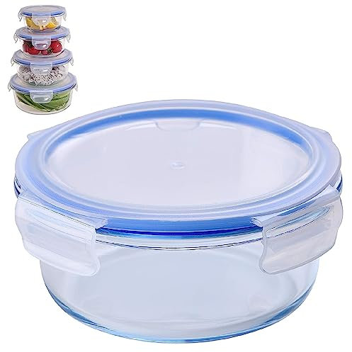 Oceano Set 4 contenitori Per Alimenti Box Active ermetici Vetro Borosilicato con Coperchi adatto per forno microonde lavastoviglie Pranzo al Sacco Take Away Cibo Asporto Scuola Ufficio Campeggio