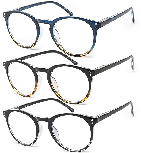 Vecien Reading Glasses 3-Pack Matte Finish Readers for Fresh Feel, Classic Lightweight Give You Ultra Clear Vision,Spring Hinges Pattern Design for Men & Women