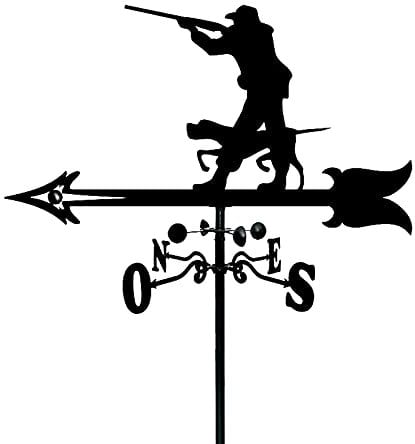 EICOFF Exquisite Metall-Wetterfahne, Ornament, Wetterfahne, Jäger-Silhouette, Edelstahl, Gartenstecker, Wetterfahne, Messwerkzeuge, Windrichtungsanzeiger, Wetterhahn, 35 x 50 cm