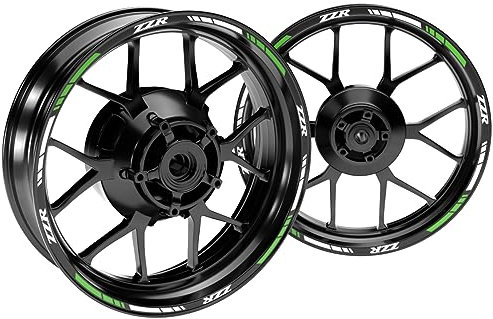 One-Wheel, Offiziell lizensierte Kawasaki ZZR Felgenaufkleber, Design V1 Felgenrandstreifen GP für Motorrad