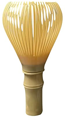 MOMOTOU Fouet à matcha en résine pour préparation de poudre de matcha, outils pour poudre de thé vert matcha, fouet à poudre réutilisable avec porte-fouet, cérémonie du thé (jaune)