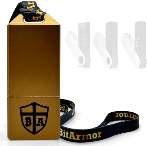 BitArmor Case - Protective Case for Ledger Nano X, S, S Plus | Water, Fire & Shock Resistant Hardware Crypto Currency Cold Storage Wallet Bitcoin Ethereum XRP Holder | USB Drive, Yubikey (Gold)