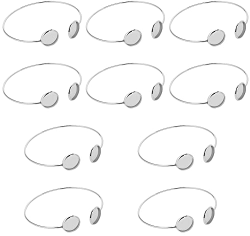 WEBEEDY 20 Stück 12 mm Blanko Manschettenarmband Lünette Tabletts Cabochon Lünette Blank Tablett Edelstahl Armband Armreif Armband Lünette Blank Fassungen Für DIY Schmuckherstellung