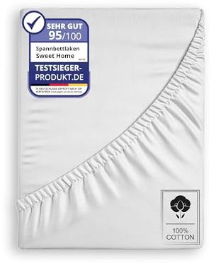 Sweet home WORLD Spannbettlaken Jersey 200x200cm -%100 Baumwolle, Bettlaken Jersey, Boxspringbetten und alle Betten bis 25 cm. Weiß