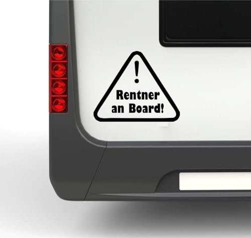 Rakelfix Wohnmobil Wohnwagen Aufkleber Achtung Schild Rentner an Board! Typ2 ca 25cm Senioren Oma Opa Sticker Autoaufkleber