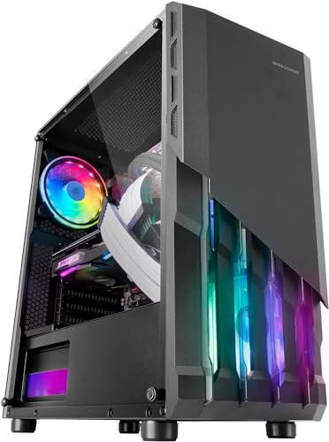 PC’S | Gaming PC (RYZEN 5 4600G 6/12 4.2GHz, Grafica AMD Vega, RAM 8GB, SSD 500GB + WiFi, Windows 11 Pro). Desktop Gaming, Ordenador Sobremesa, Ordenadores de Sobremesa (Negro)